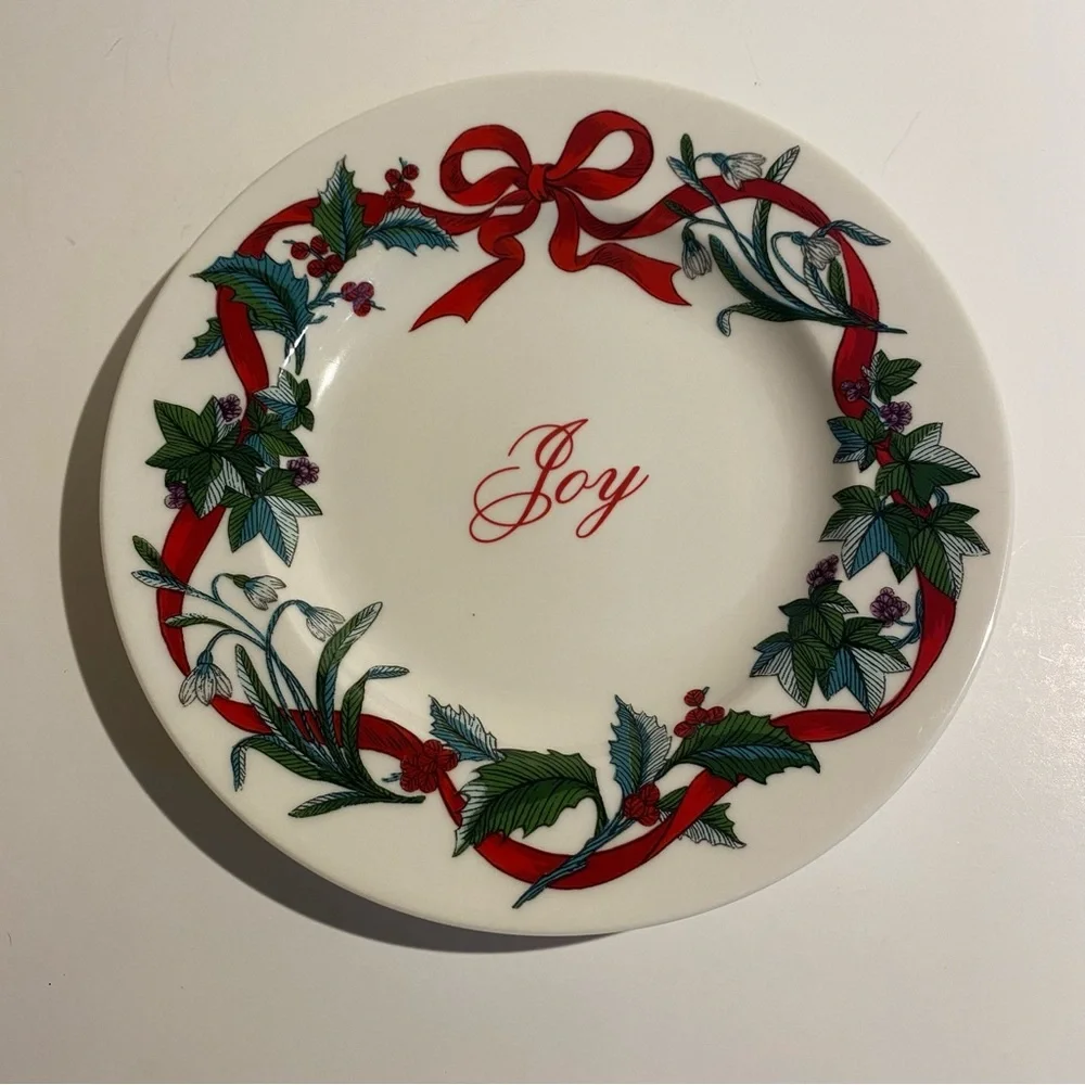 Martha Stewart Collection Holiday Salad Plates Set 4 Noel Cheer Joy Peace Macys